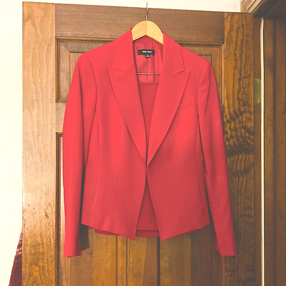 Red skirt suit.  Nine West.  Size 8
